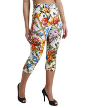 Load image into Gallery viewer, Dolce & Gabbana White Majolica Print High Waist Cropped Pants