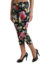 Load image into Gallery viewer, Dolce & Gabbana Black Floral Print Mid Waist Cropped Pants