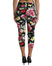 Load image into Gallery viewer, Dolce & Gabbana Black Floral Print Mid Waist Cropped Pants