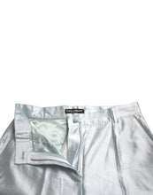 Load image into Gallery viewer, Dolce & Gabbana Sky Blue Silk High Waist Folded Hem Pants