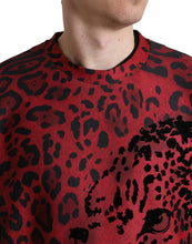 Load image into Gallery viewer, Dolce & Gabbana Red Leopard Print Crewneck Pullover Sweater