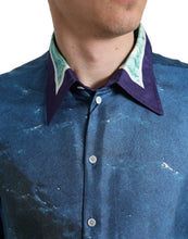 Load image into Gallery viewer, Dolce & Gabbana Blue Ocean Print Silk Collared Button Down Shirt
