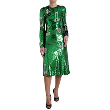 Load image into Gallery viewer, Dolce & Gabbana Green Sequin Swarovski Crystal Dress