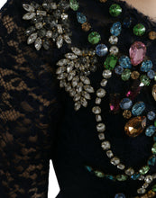 Load image into Gallery viewer, Dolce & Gabbana Blue Crystal Floral Lace Long Gown Dress