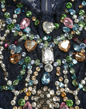 Load image into Gallery viewer, Dolce & Gabbana Blue Crystal Floral Lace Long Gown Dress