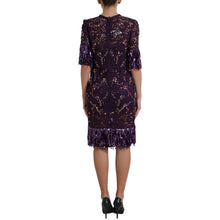 Load image into Gallery viewer, Dolce & Gabbana Purple floral lace crystal embedded dress