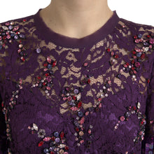 Load image into Gallery viewer, Dolce & Gabbana Purple floral lace crystal embedded dress