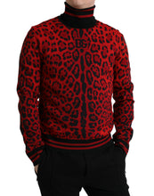 Load image into Gallery viewer, Dolce & Gabbana Red Leopard Print Turtleneck Pullover Sweater