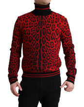 Load image into Gallery viewer, Dolce & Gabbana Red Leopard Print Turtleneck Pullover Sweater