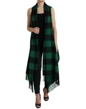 Load image into Gallery viewer, Dolce & Gabbana Black Green Buffalo Check Poncho Coat Jacket