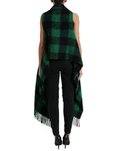 Load image into Gallery viewer, Dolce & Gabbana Black Green Buffalo Check Poncho Coat Jacket
