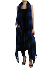 Load image into Gallery viewer, Dolce & Gabbana Black Blue Buffalo Check Poncho Coat Sweater