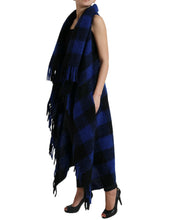 Load image into Gallery viewer, Dolce & Gabbana Black Blue Buffalo Check Poncho Coat Sweater