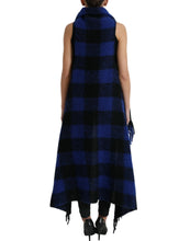 Load image into Gallery viewer, Dolce & Gabbana Black Blue Buffalo Check Poncho Coat Sweater