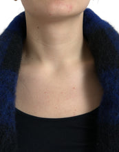 Load image into Gallery viewer, Dolce & Gabbana Black Blue Buffalo Check Poncho Coat Sweater
