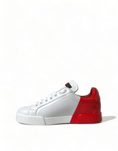 Load image into Gallery viewer, Dolce & Gabbana White Red Lace Up Womens Low Top Sneakers Shoes