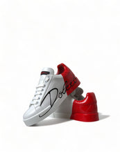 Load image into Gallery viewer, Dolce & Gabbana White Red Lace Up Womens Low Top Sneakers Shoes