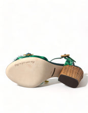 Load image into Gallery viewer, Dolce & Gabbana Green Crystal Mink Fur T-Strap Sandals