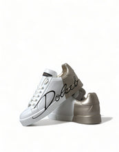 Load image into Gallery viewer, Dolce & Gabbana Elegant White & Gold Leather Sneakers