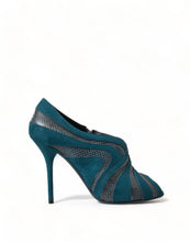 Load image into Gallery viewer, Dolce & Gabbana Teal Suede Peep Toe Heels Pumps