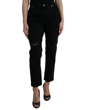 Load image into Gallery viewer, Dolce & Gabbana Black Cotton High Waist Tattered Denim Jeans