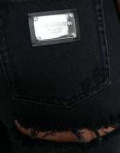 Load image into Gallery viewer, Dolce & Gabbana Black Cotton High Waist Tattered Denim Jeans