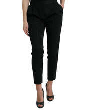 Load image into Gallery viewer, Dolce & Gabbana Black Wool High Waist Cropped Tapered Pants
