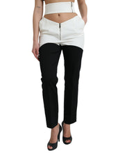 Load image into Gallery viewer, Dolce & Gabbana Black White Cotton Cut Out Waist Tapered Pants