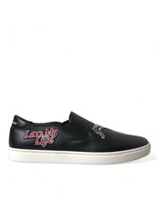 Load image into Gallery viewer, Dolce & Gabbana Black Patch Embellished Slip On Men Sneakers Shoes