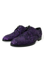 Load image into Gallery viewer, Dolce & Gabbana Purple Sequined Lace Up Oxford Dress Shoes