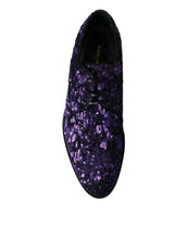 Load image into Gallery viewer, Dolce & Gabbana Purple Sequined Lace Up Oxford Dress Shoes