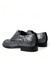 Load image into Gallery viewer, Dolce & Gabbana Silver Sequined Lace Up Men Derby Dress Shoes