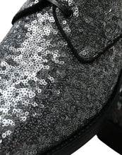 Load image into Gallery viewer, Dolce & Gabbana Silver Sequined Lace Up Men Derby Dress Shoes
