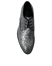 Load image into Gallery viewer, Dolce & Gabbana Silver Sequined Lace Up Men Derby Dress Shoes