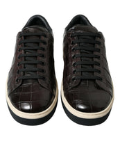 Load image into Gallery viewer, Dolce & Gabbana Brown Croc Exotic Leather Men Casual Sneakers Shoes
