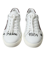 Load image into Gallery viewer, Dolce & Gabbana White Bordeaux Leather Logo Low Top Sneakers Shoes