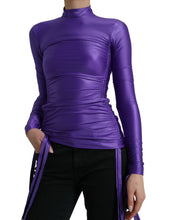 Load image into Gallery viewer, Dolce & Gabbana Purple Nylon Stretch Slim Long Sleeves Top