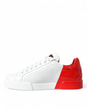 Load image into Gallery viewer, Dolce & Gabbana White Red Leather Logo Low Top Sneakers Men Shoes