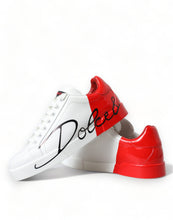 Load image into Gallery viewer, Dolce & Gabbana White Red Leather Logo Low Top Sneakers Men Shoes