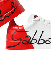 Load image into Gallery viewer, Dolce & Gabbana White Red Leather Logo Low Top Sneakers Men Shoes