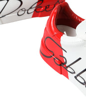 Load image into Gallery viewer, Dolce & Gabbana White Red Leather Logo Low Top Sneakers Men Shoes