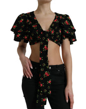 Load image into Gallery viewer, Dolce & Gabbana Black Floral Print Short Sleeves Cropped Top