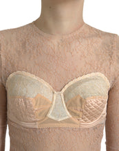 Load image into Gallery viewer, Dolce & Gabbana Beige Nylon Floral Lace Bustier Cropped Top