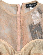 Load image into Gallery viewer, Dolce & Gabbana Beige Nylon Floral Lace Bustier Cropped Top