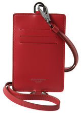 Load image into Gallery viewer, Dolce & Gabbana Elegant Red Leather Lanyard Card Holder