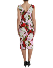 Load image into Gallery viewer, Dolce & Gabbana Pink Viscose Pink Floral V-neck Sheath Midi Dress