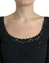 Load image into Gallery viewer, Dolce & Gabbana Black Floral Lace Viscose Bodycon Midi Dress