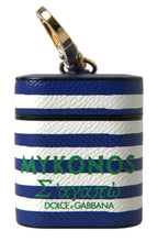 Load image into Gallery viewer, Dolce & Gabbana Chic Blue Striped Leather Airpods Case