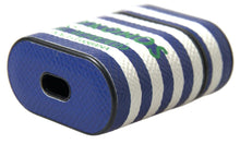 Load image into Gallery viewer, Dolce & Gabbana Chic Blue Striped Leather Airpods Case