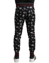 Load image into Gallery viewer, Dolce & Gabbana Black Ring Silk Jogging Trousers Pants